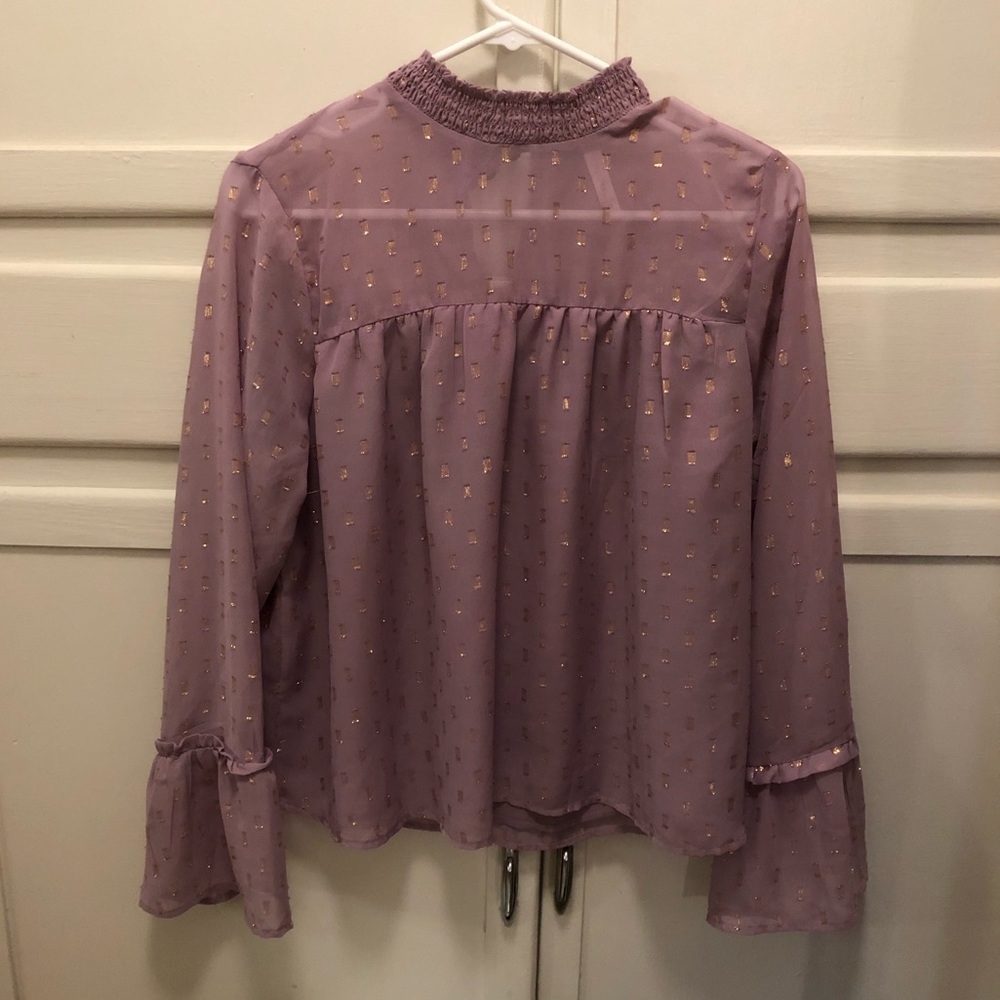 purple blouse with gold metallic detailing!